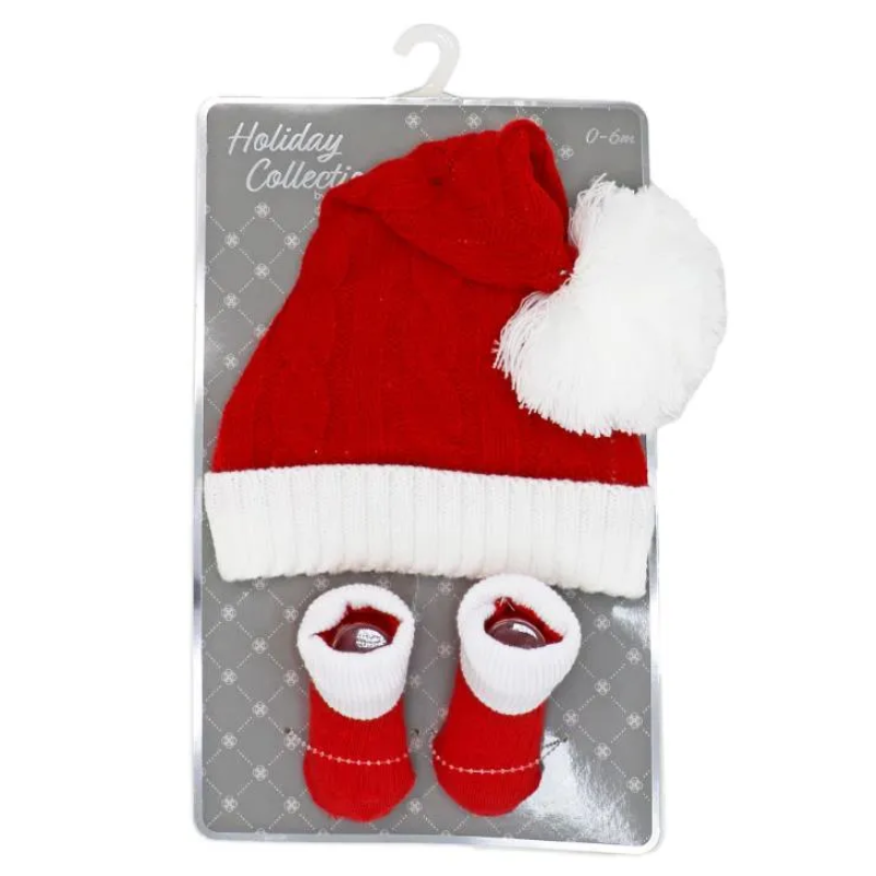 Red Santa Hat & Bootie Set