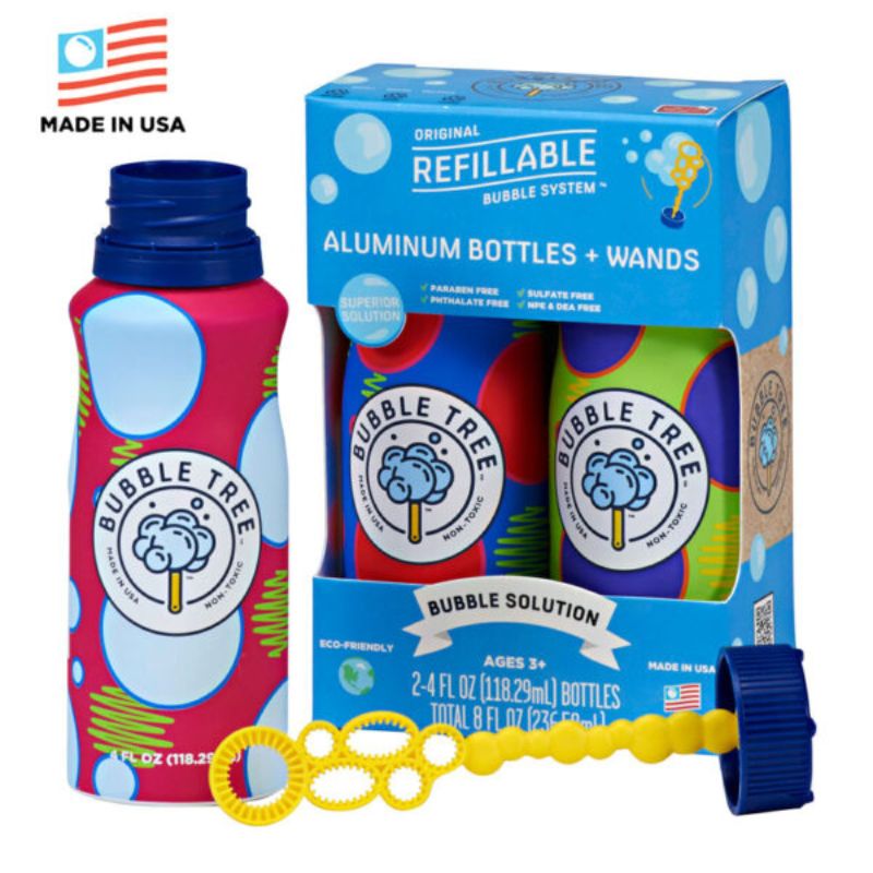 Aluminum Refillable Bubble Bottles - 4oz 2 Pack