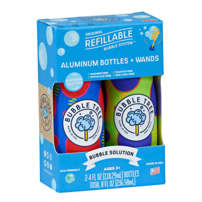 Aluminum Refillable Bubble Bottles - 4oz 2 Pack