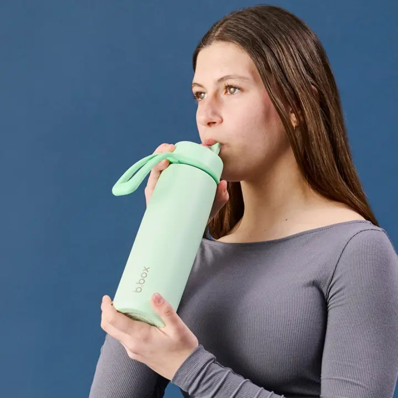 Insulated water bottle with flip top