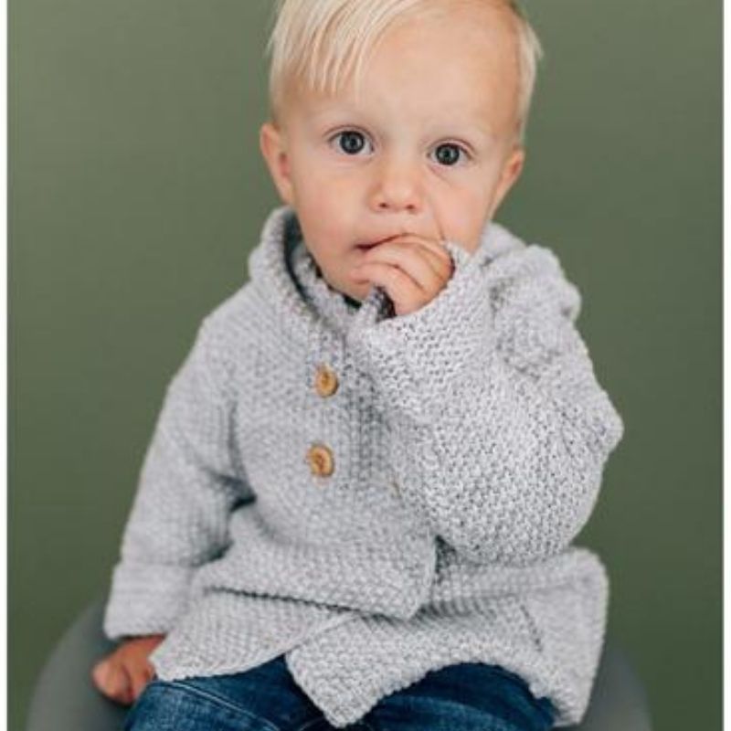 Crochet Knit Hoodie Grey