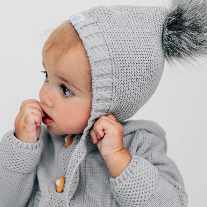 Pom Pom Hat  Grey