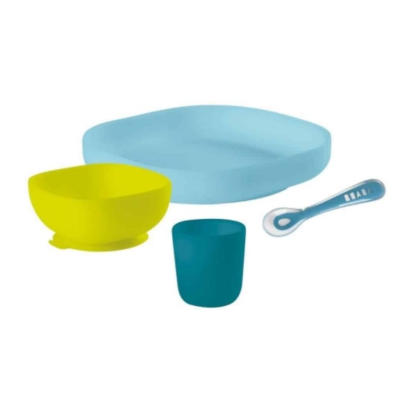 Silicone Suction 4-Piece Meal Set Peacock