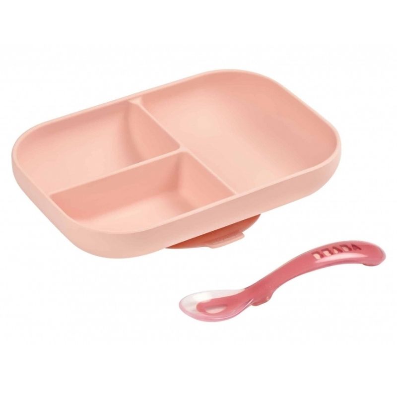 Divided Plate & Spoon Pink