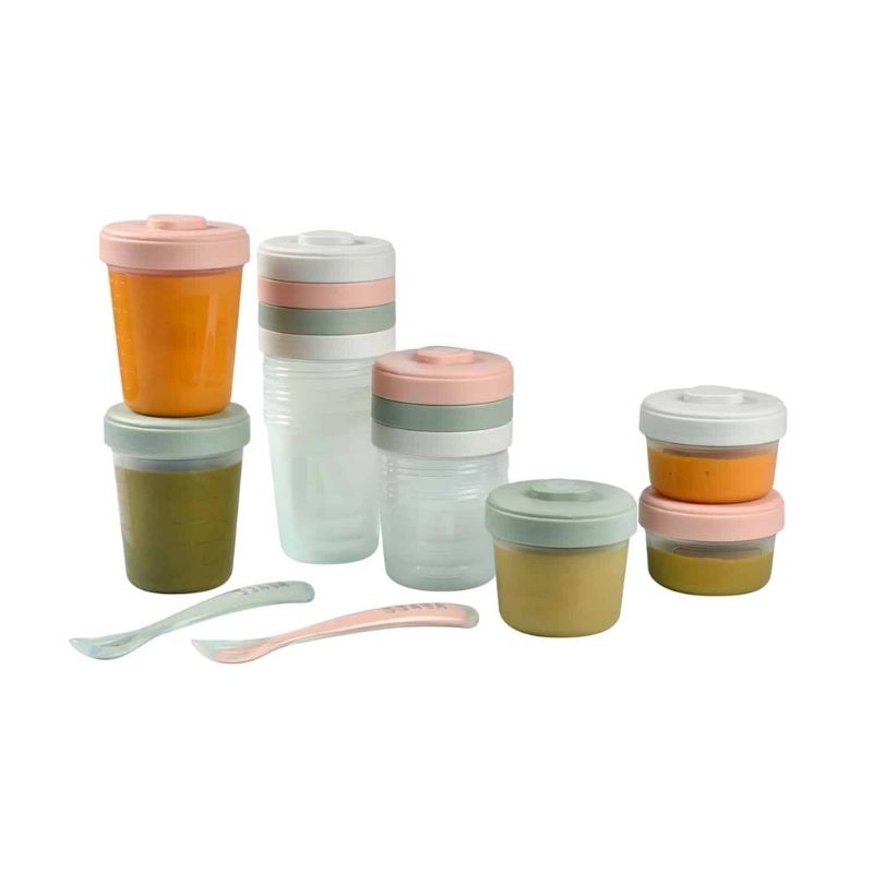 Baby Food Clip Containers Set of 12 + Spoons Eucalyptus