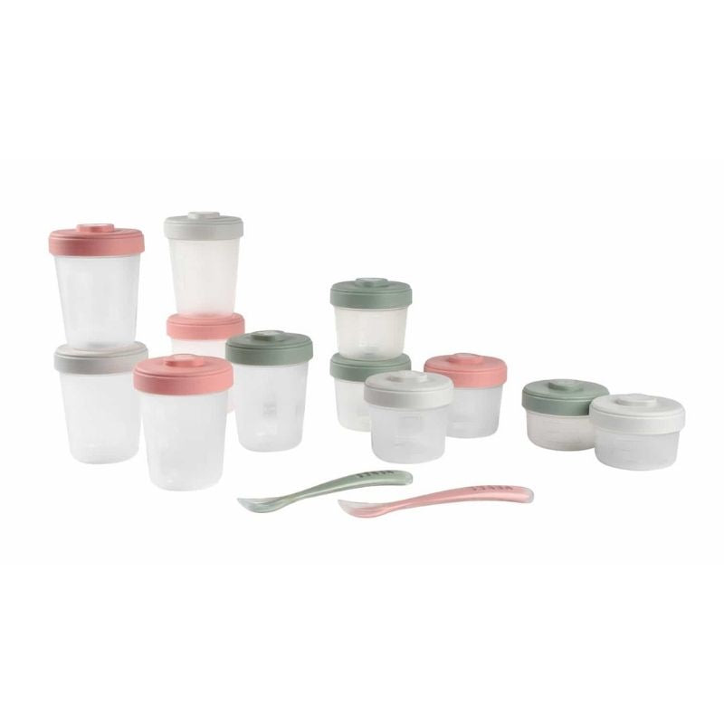 Baby Food Clip Containers Set of 12 + Spoons Eucalyptus