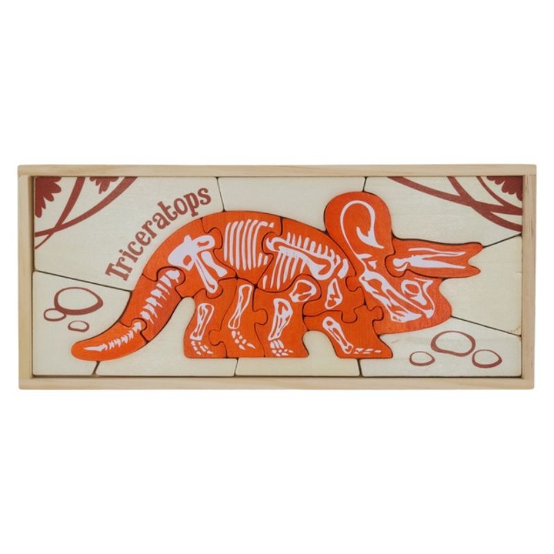 Wooden Dinosaur Skeleton Puzzle Triceratops Snuggle Bugz