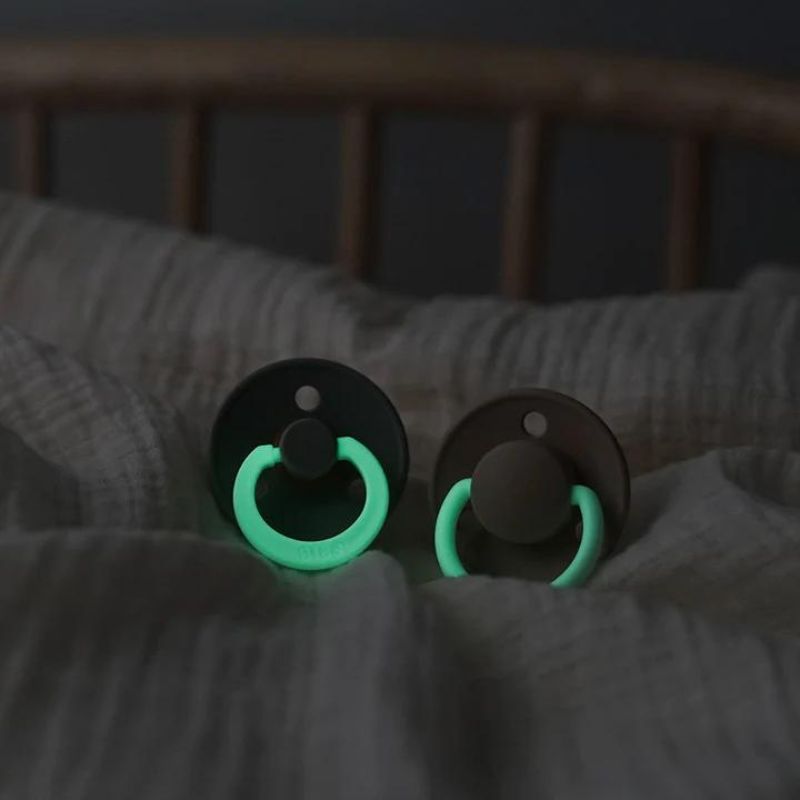 Glow In the Dark Natural Rubber Pacifier - 2 Pack Sage & Cloud Glow