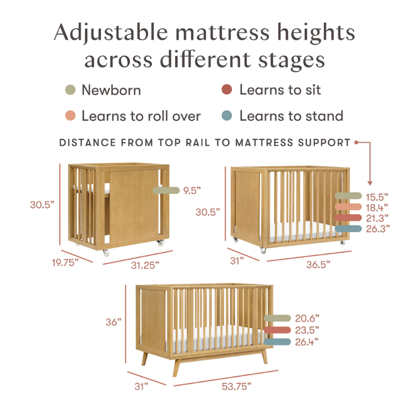 Palma 8-in-1 Convertible All-Stages Crib with Bassinet & Toddler Bed Kits