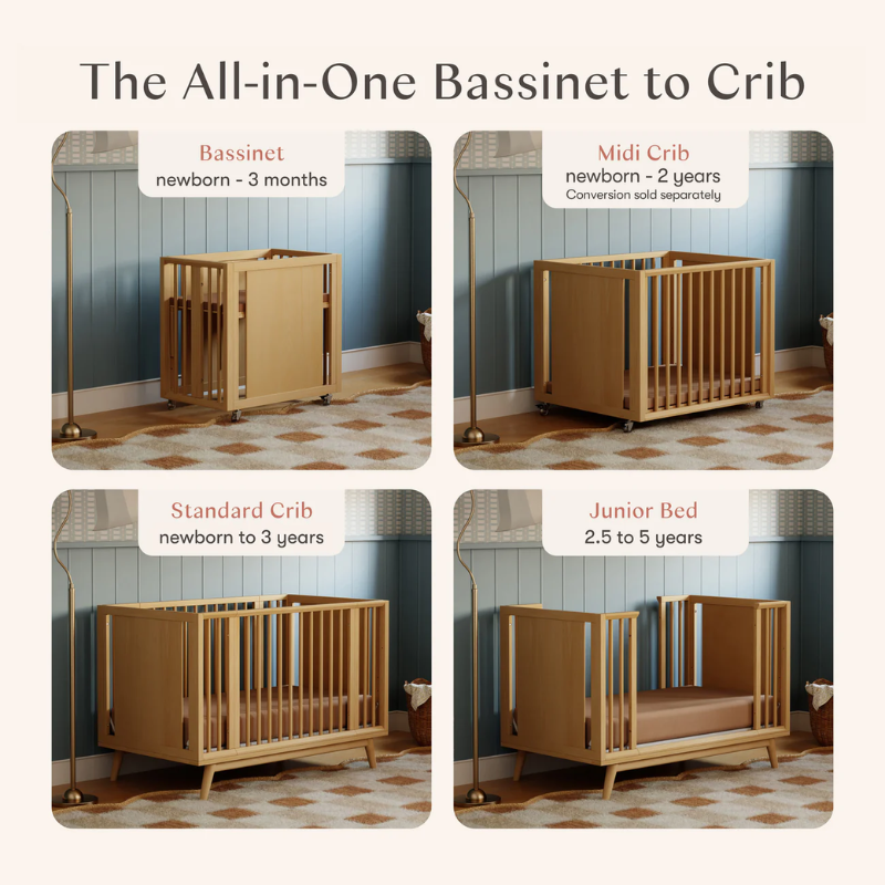 Palma 8-in-1 Convertible All-Stages Crib with Bassinet & Toddler Bed Kits
