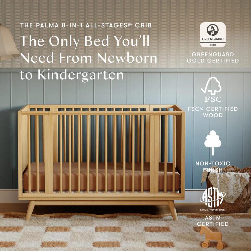 Palma 8-in-1 Convertible All-Stages Crib with Bassinet & Toddler Bed Kits