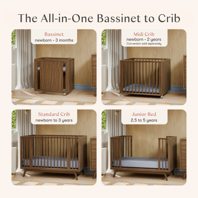 Palma 8-in-1 Convertible All-Stages Crib with Bassinet & Toddler Bed Kits