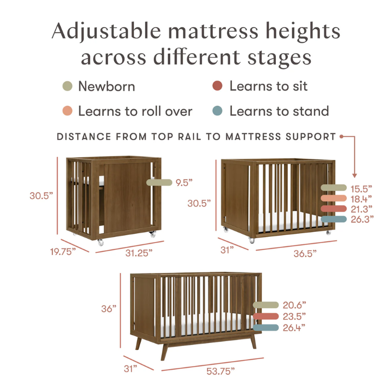 Palma 8-in-1 Convertible All-Stages Crib with Bassinet & Toddler Bed Kits