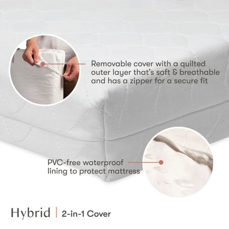 Pure Core Mini Crib Mattress w/ Hybrid Quilted Waterproof Cover (Lightweight)