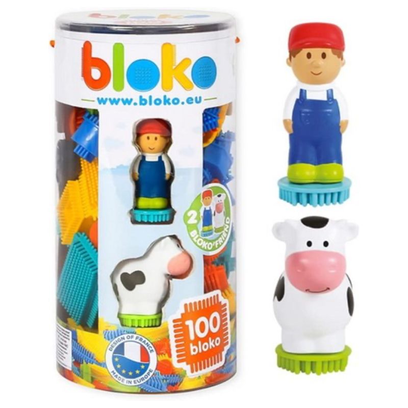 Tube 100 Pieces with 2 Bloko 3D Figures