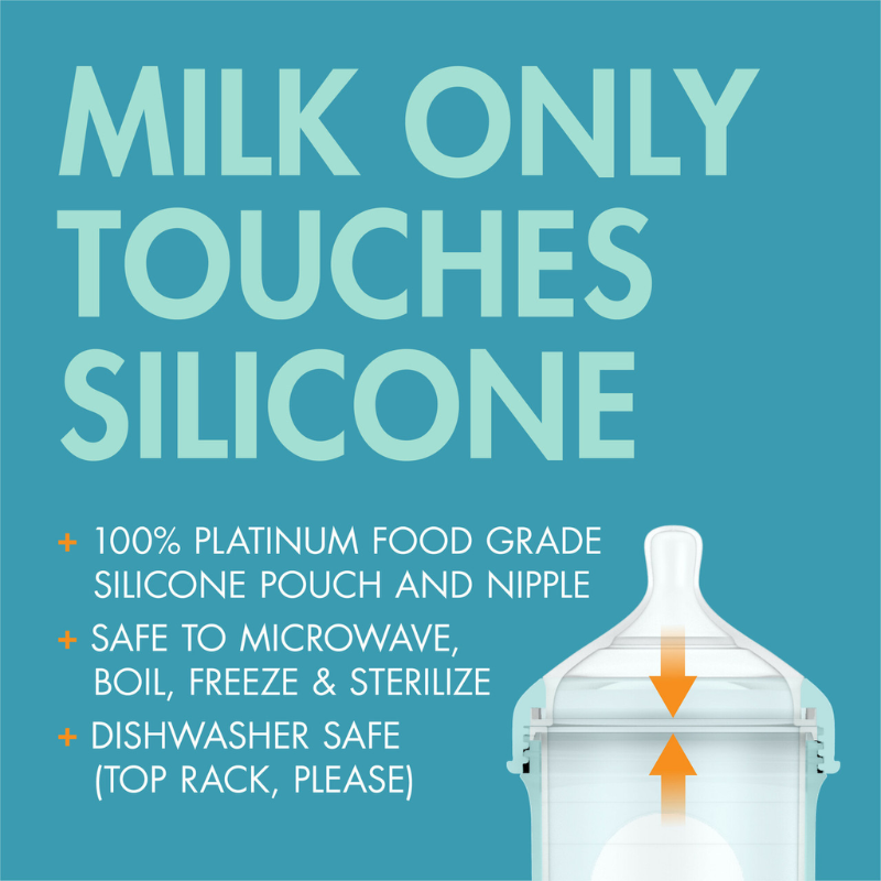 NURSH 8oz Collapsible Silicone Pouch Bottle - 3 Pack