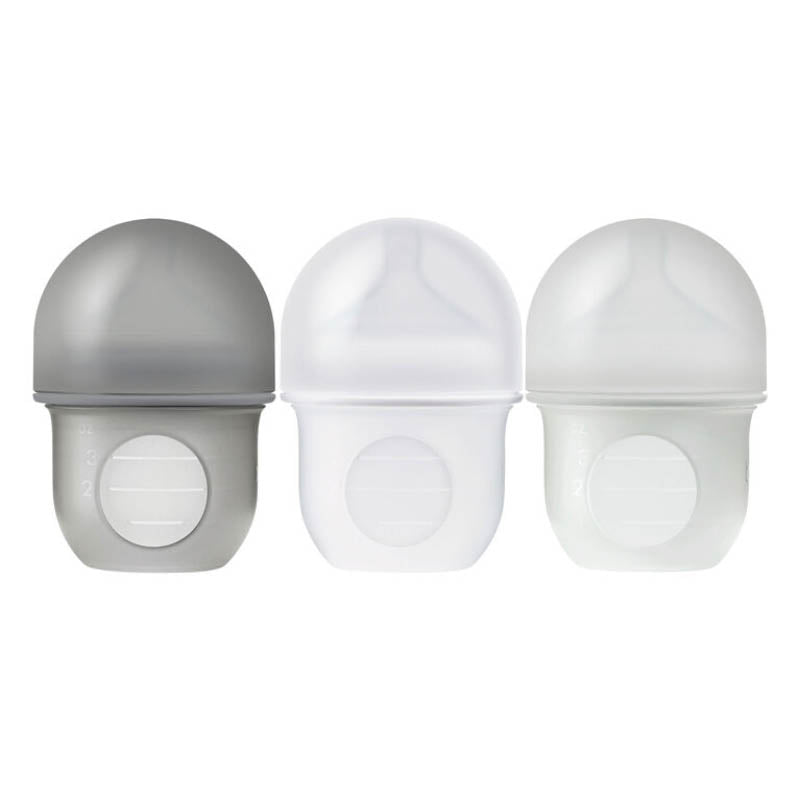NURSH Silicone Bottle 3 Pack - 4oz grey