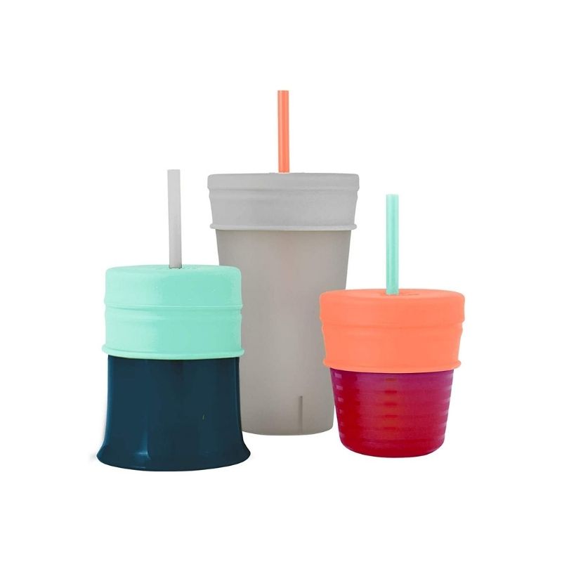 Snug Straw with Lids and Cup - 3 Pack Mint Multi