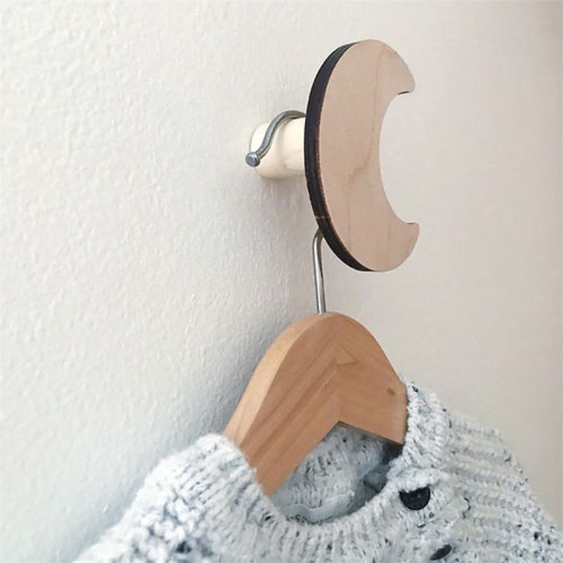 Wooden Wall Hooks Moon
