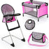 Doll's High Chair and Travel Bed Set - Polka Dots