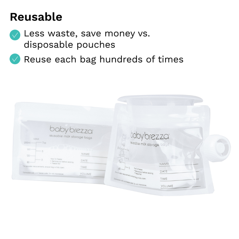 Reusable Breastmilk Storage Bags with Filling Funnel - 10 Pack
