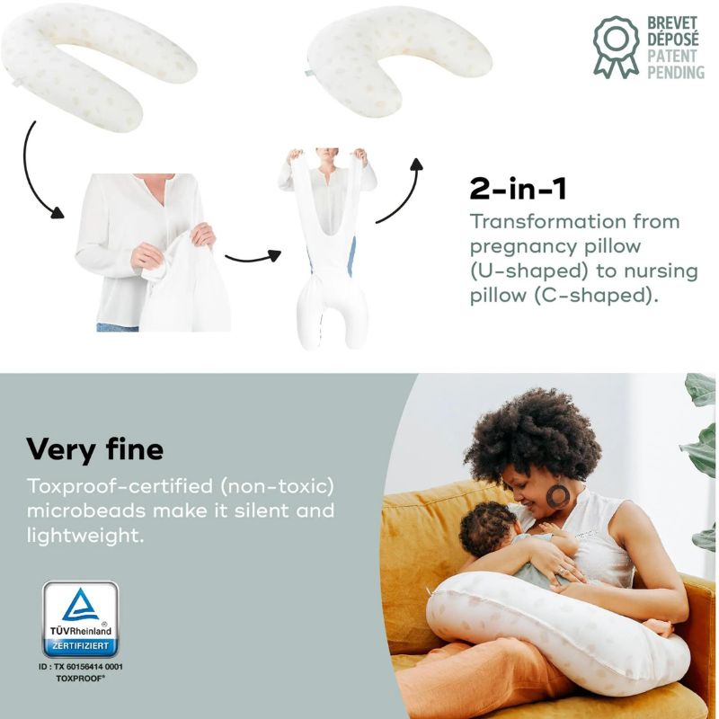 Oreiller de grossesse et d'allaitement 2 en 1 B.Love - Pétales blanc cassé
