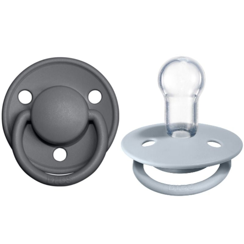 De Lux Silicone Natural Pacifier - 2 Pack Iron/Baby Blue