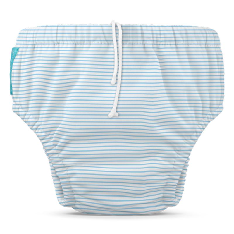 Reusable Swim Diaper with Drawstring Pencil Stripes Blue