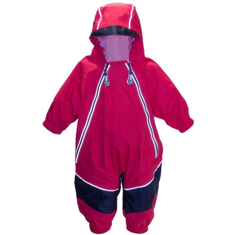 One Piece Double Zippered Rain Suit Red