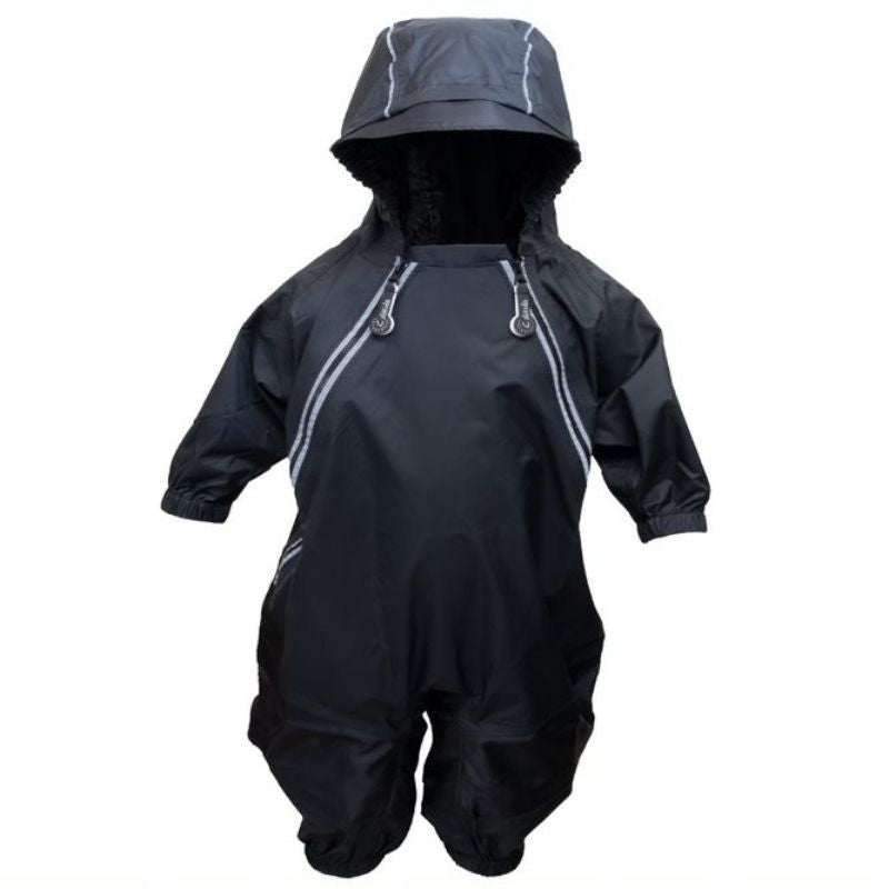One Piece Double Zippered Rain Suit Black