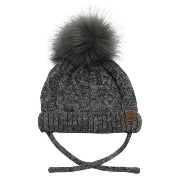 Cable Pom Hat Charcoal
