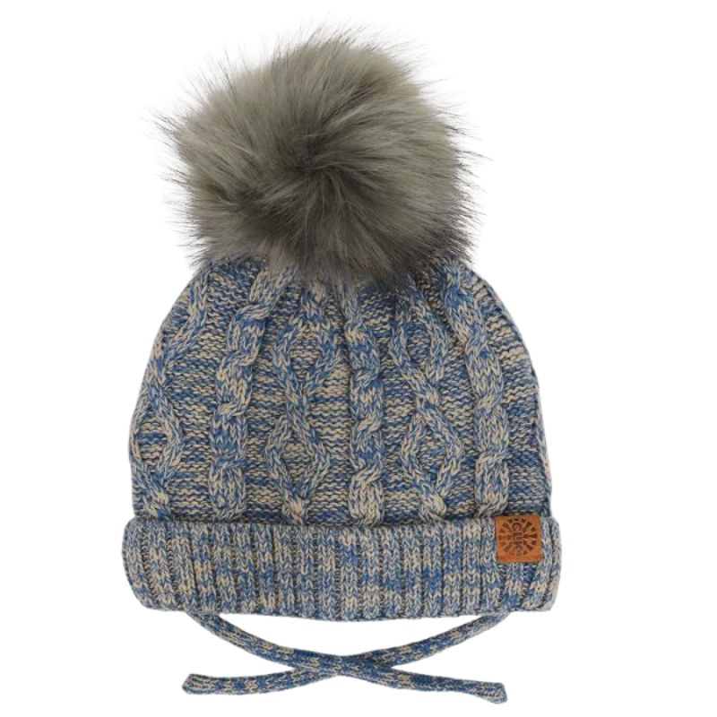 Cable Pom Hat Midnight Blue