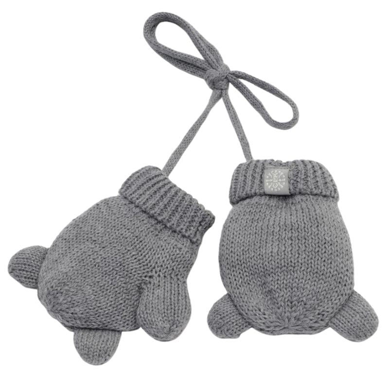 Knit Bear Mittens Grey
