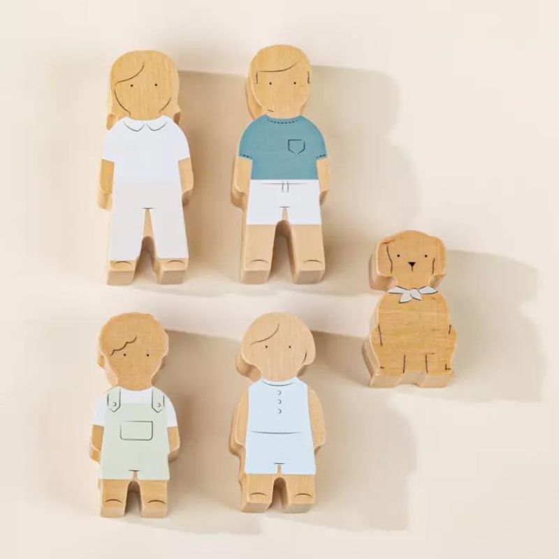 Set of 5 Family Wooden Dollhouse Characters