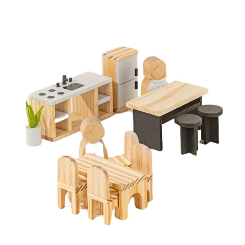 Wooden Doll House Kitchen Furniture Set