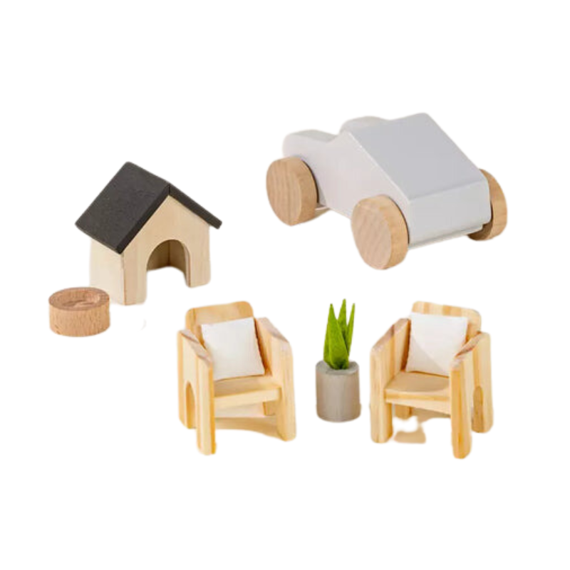 Ensemble de meubles d'extérieur pour maison de poupée en bois