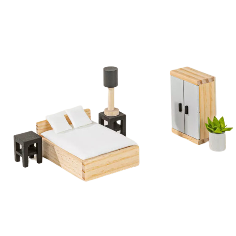 Wooden Doll House Master Bedroom Furniture Set