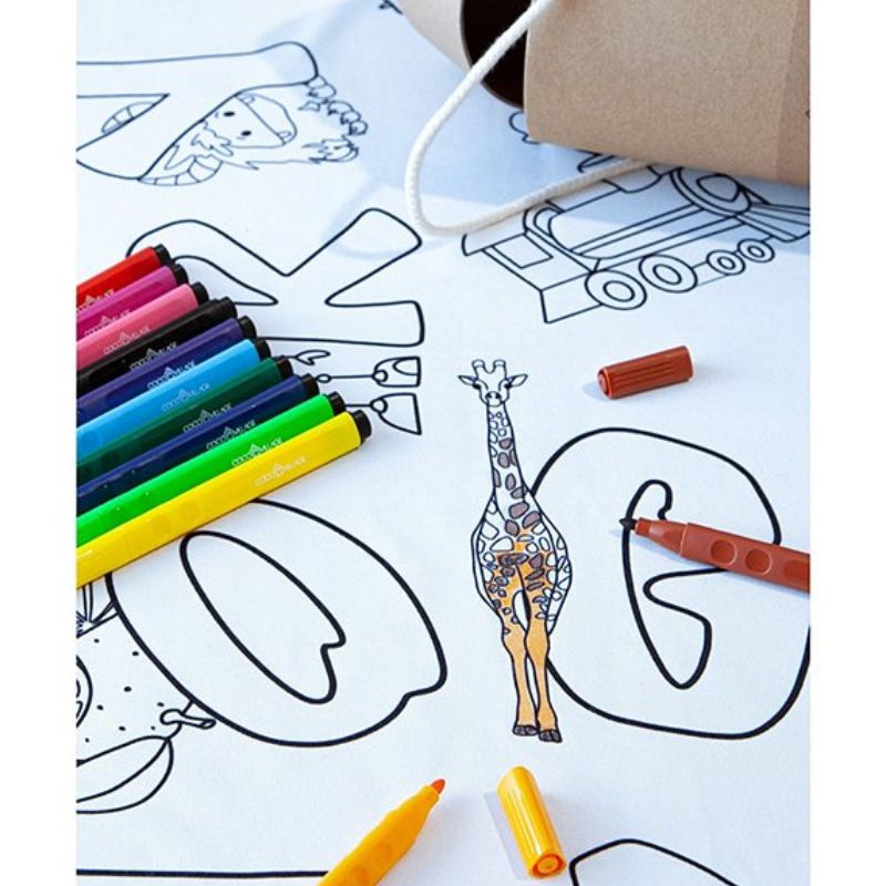Coloring Washable Tablecloth & 12 Markers Set - Alphabet