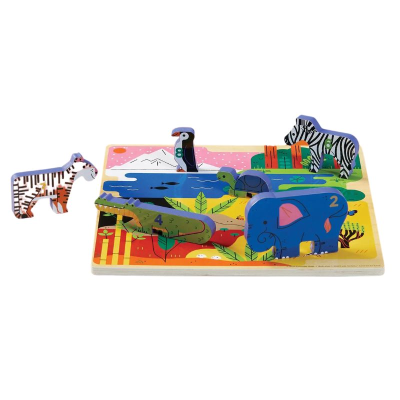 10 Piece Stacking Wooden Puzzle 123 Zoo