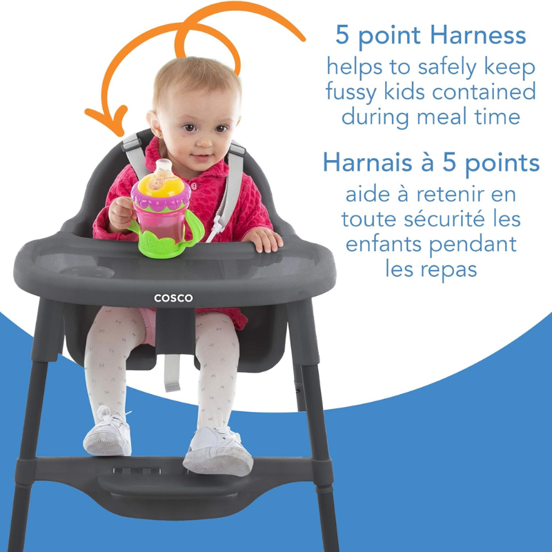 Chaise haute de cantine avec repose-pieds