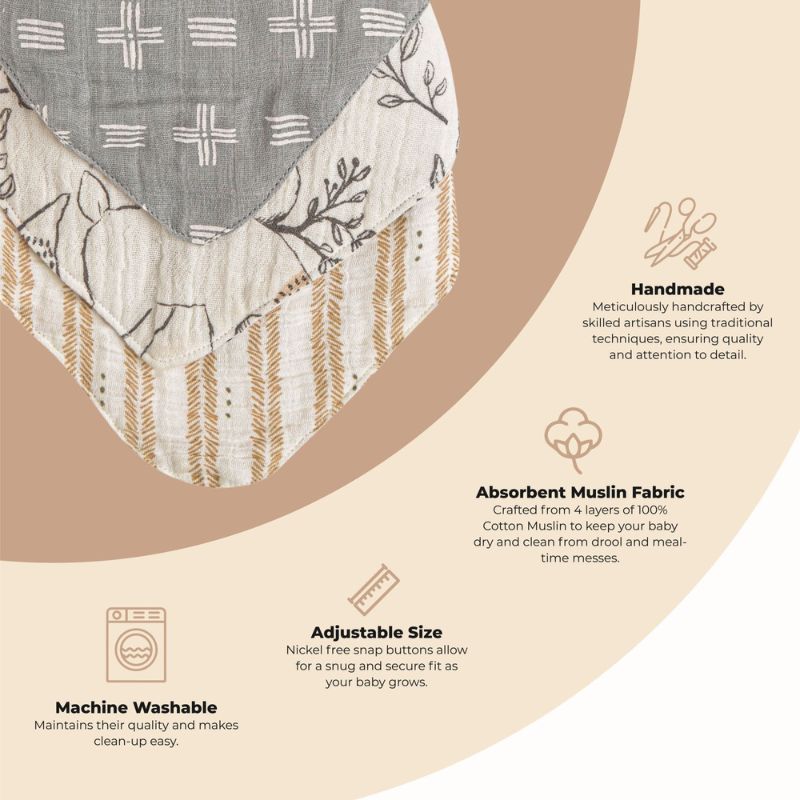 Muslin Bib Set - 3 Pack