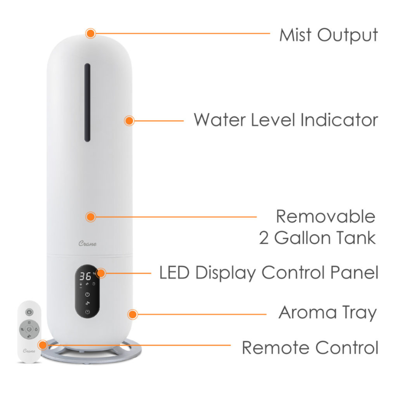 2 Gallon Ultrasonic Cool Mist Tower Humidifier