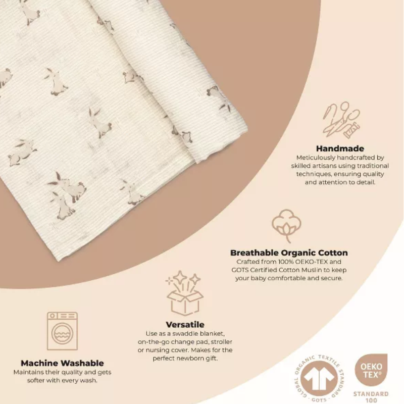 Organic Muslin Swaddle Blanket - 1 Pack