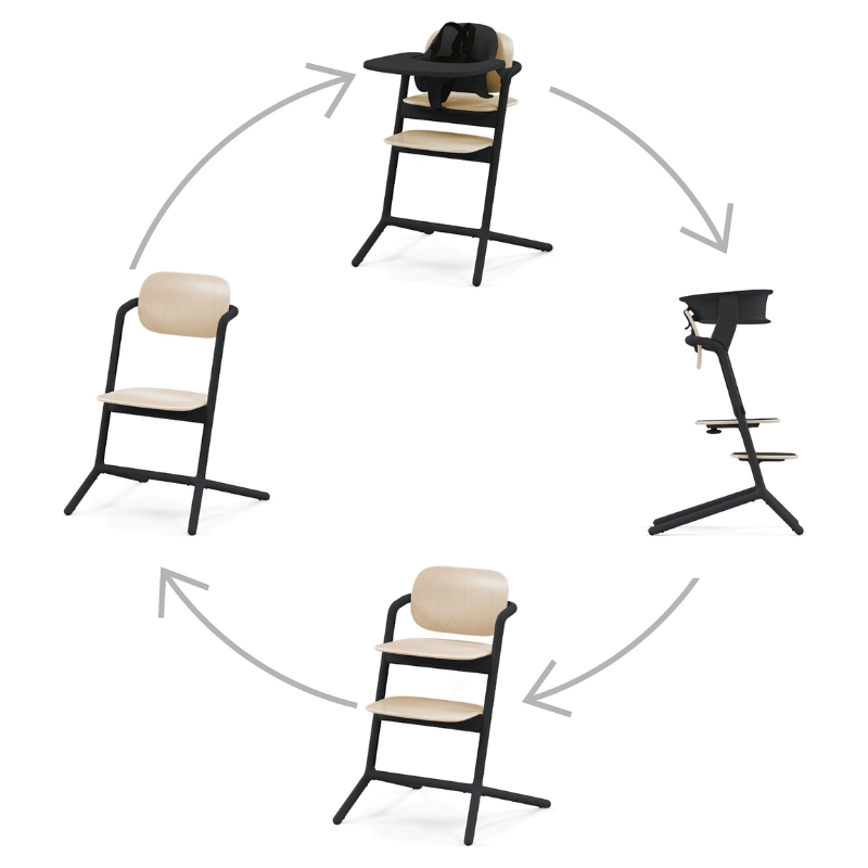 Lemo 3-in-1 High Chair + Training Tower Set - Sand Black