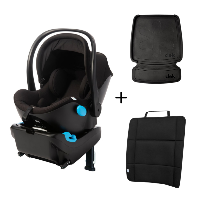 Liing Infant Car Seat in Railroad Ziip + Car Mat-Thingy & Kick-Thingy Bundle