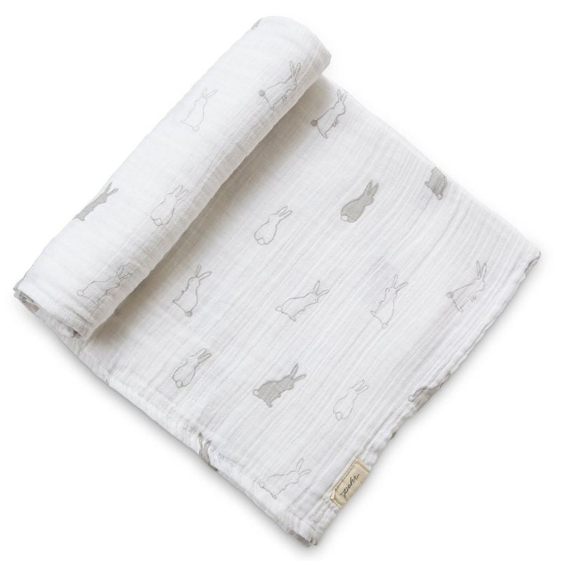 Single Organic Swaddle Blanket Bunny Hop