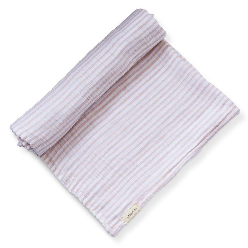 Single Organic Swaddle Blanket Stripes Away-Petal