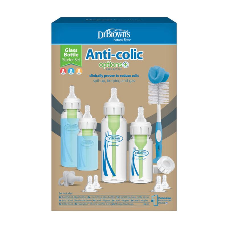 Natural Flow Anti-Colic Options+ Narrow Glass Bottle 18 Piece Starter Set