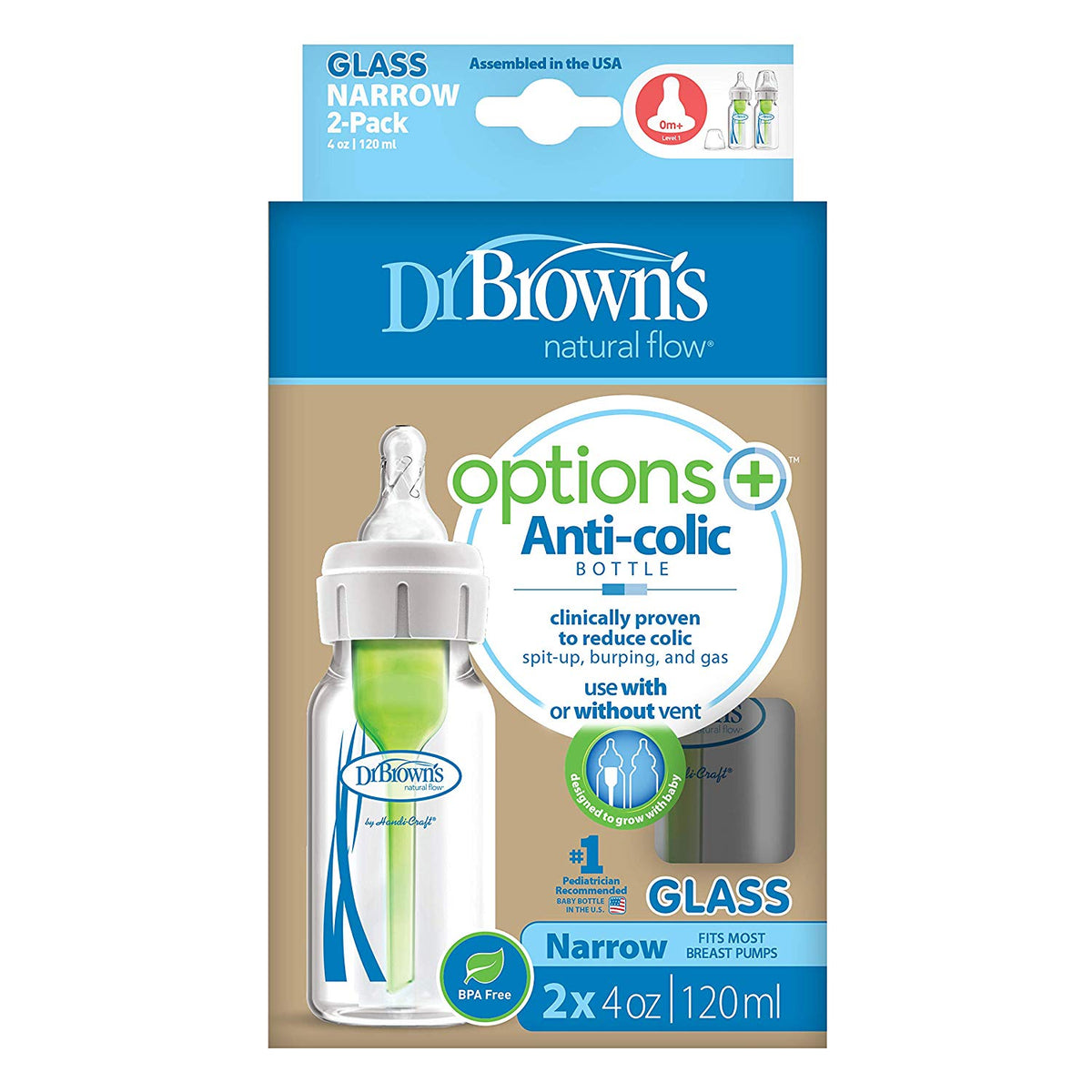 4oz Options+ Glass Narrow Bottles 2 Pack