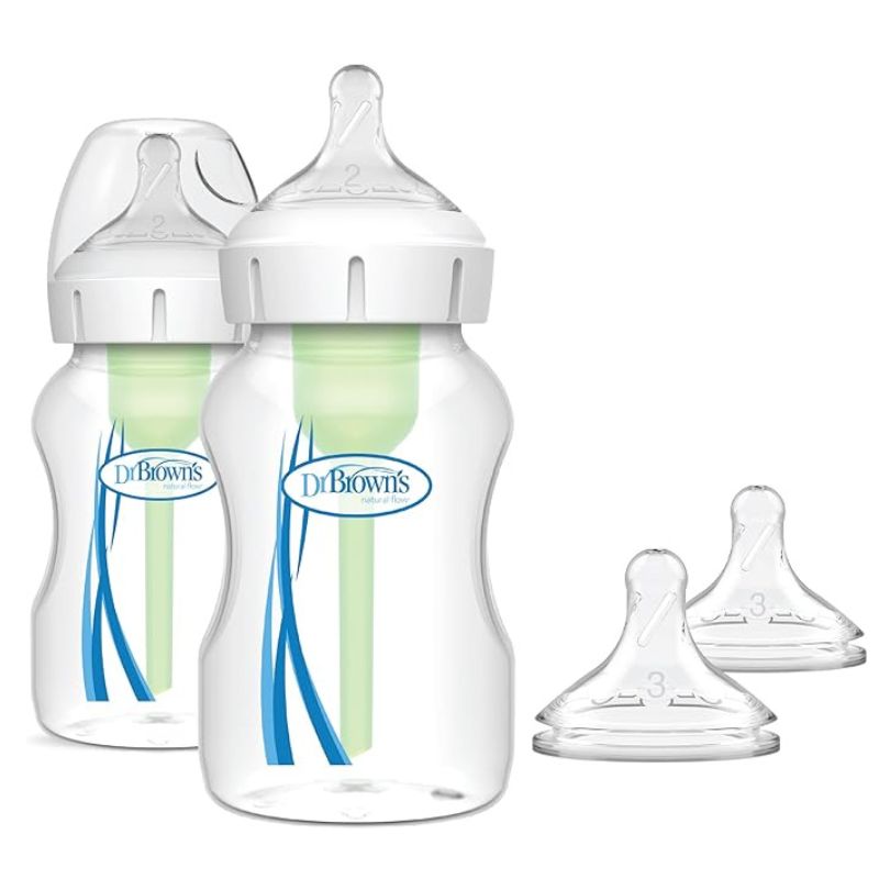 Natural Flow Anti-Colic Options+ 11 oz Wide-Neck Baby Bottle - 2 Pack